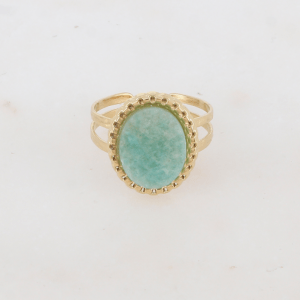 Anillo regulable Ovalado con Turquesa reconstituida