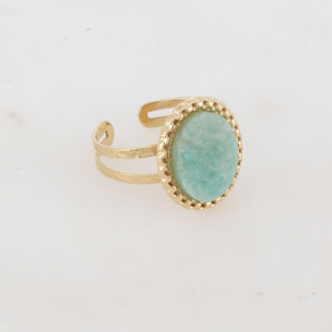 Alternative view of Anillo regulable Ovalado con Turquesa reconstituida