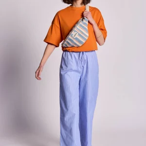 Riñonera Olivia Rayas Naranja y Azul de Hindbag