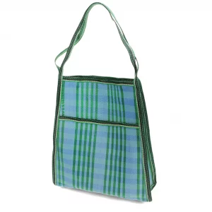 Alternative view of Bolsa tejida reciclada Cuadro azul y verde