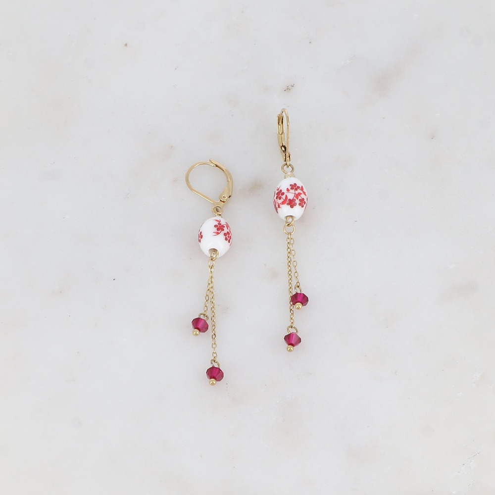 Pendientes Florales de cuentas cerámica y acero -varios modelos- - Imagen 4
