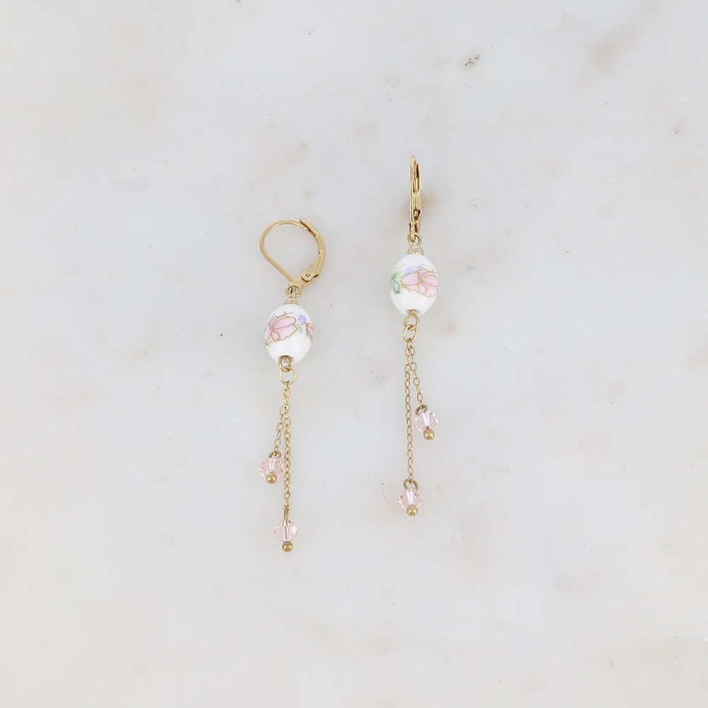 Pendientes Florales de cuentas cerámica y acero -varios modelos- - Imagen 3