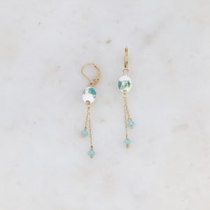 Alternative view of Pendientes Florales de cuentas cerámica y acero -varios modelos-