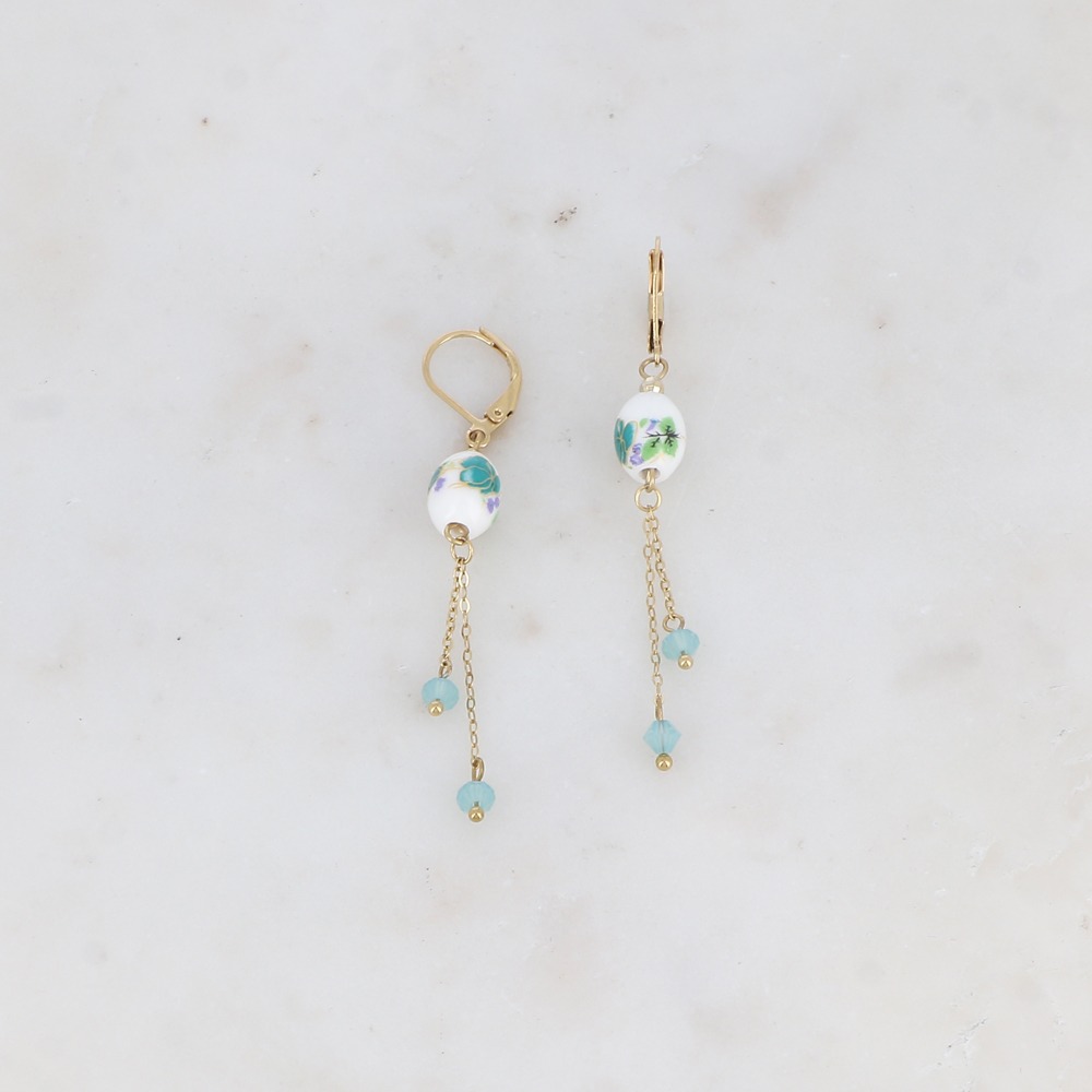 Pendientes Florales de cuentas cerámica y acero -varios modelos- - Imagen 2