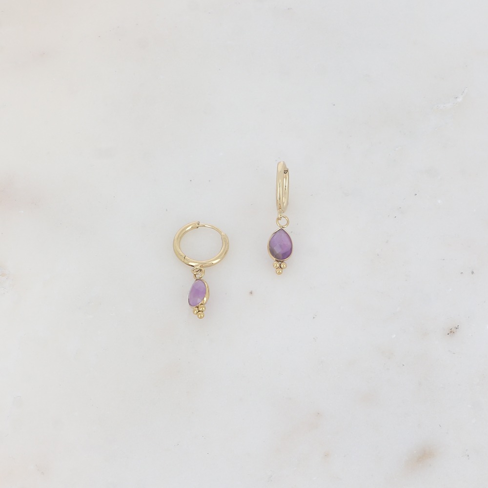 Pendientes Aro Lagrima de piedra natural -varios modelos- - Imagen 4