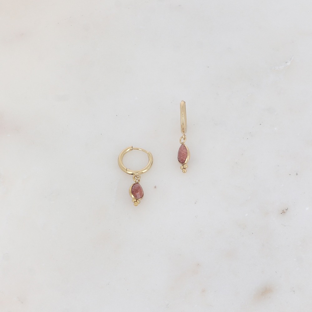 Pendientes Aro Lagrima de piedra natural -varios modelos- - Imagen 2