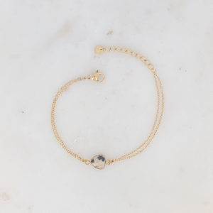 Pulsera doble hebra con Jaspe dálmata