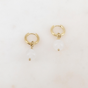 Pendientes de aro con Ágata Blanca