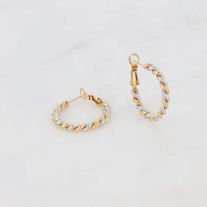 Pendientes aros retorcidos dorados y plateados
