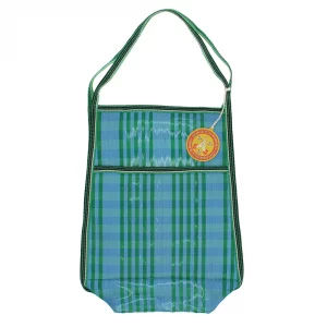Bolsa tejida reciclada Cuadro azul y verde