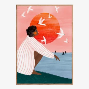 Alternative view of Print Mujer contemplando la puesta de sol de Bea Müller