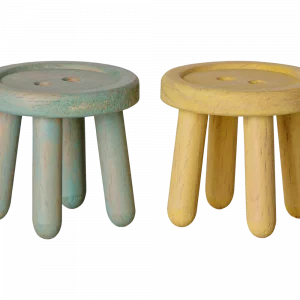Set de 2 taburetes menta y amarillo de Maileg