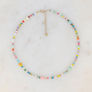Collar mezcla de perlas de agua dulce, cuentas de piedra, cerámica y cristal