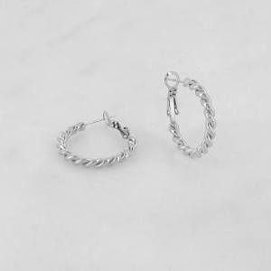 Pendientes aros retorcidos plateados