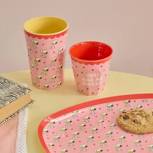 Alternative view of Vaso de melamina grande Snoopy Rosa de Rice