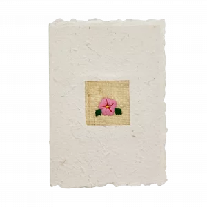 Postal con rafia Pensamiento rosa de Rice