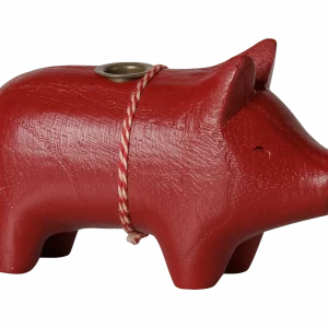 Portavelas de madera Cerdito Rojo de Maileg - Imagen 3