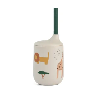 Vaso con pajita 23 cl Ellis Safari Sandy mix de Liewood