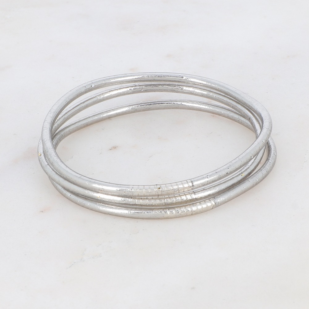 Pulsera Budista Fina Plata Dark