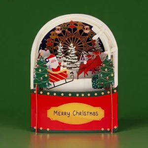 Postal 3D Bola de nieve Papá Noel de Alljoy Design