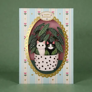 Postal Troquelada Happy Bday Gatitos de Alljoy Design