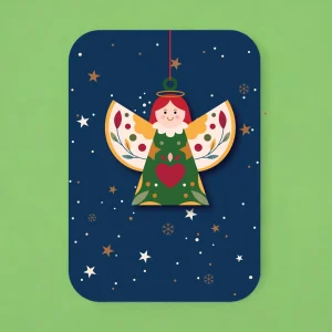Postal con adorno de madera Ángel de Navidad de Alljoy Design