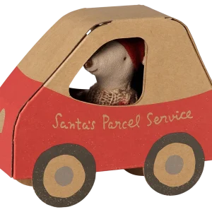 Ratón de Navidad hermanita pequeña con caja coche de Maileg - Imagen 3