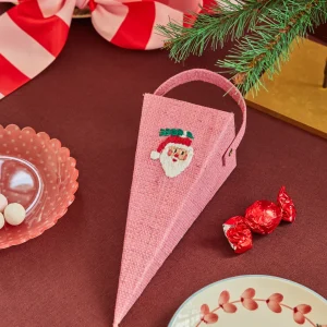 Alternative view of Adorno navideño Cono de rafia rosa de Rice
