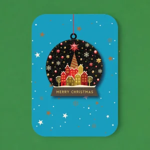 Postal con adorno de madera Bola de Nieve de Alljoy Design