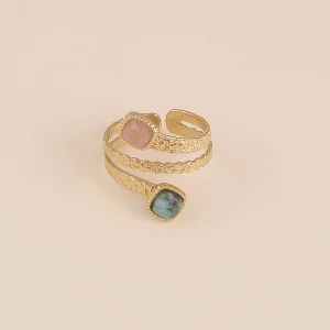 Anillo aros texturizados y Cuarzo Fresa de BOHM París