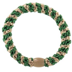 Goma de pelo Kknekki Forrest Green- Beige Glitter Stripe